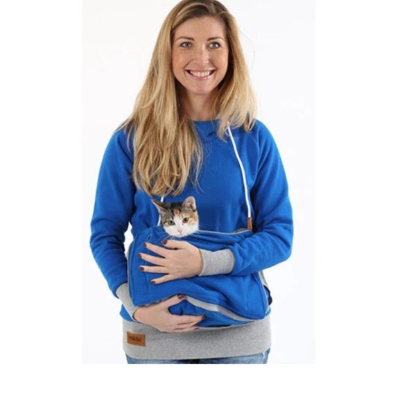 Roodie Tops - Roodie Women Pet Pouch Carrier Blue Hoodie P6828